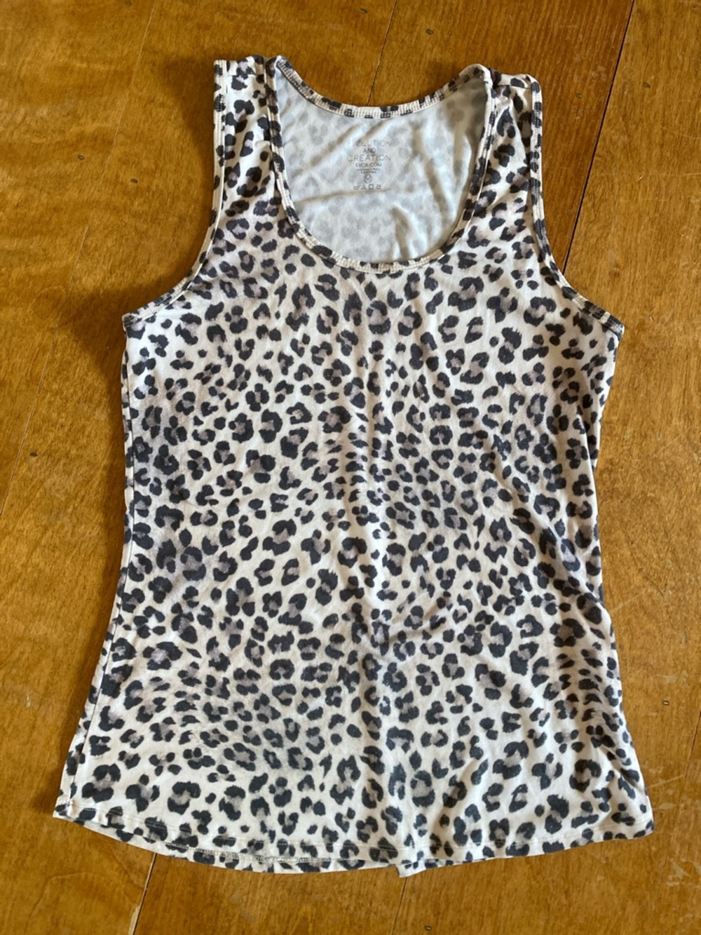 Evolution and Creation Leopard Print Scoop Neck Tank Top - Black & Cream